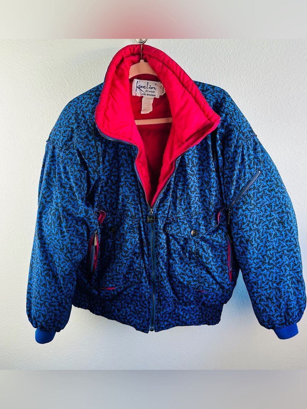 Kaelin Vintage Down Ski Jacket Woman’s Size 8 Novelty Print 90’s